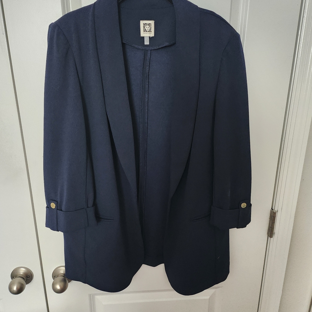 Navy Blue Blazer with Rolled Sleeves